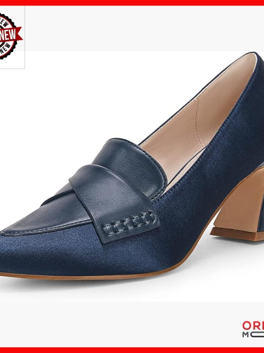 Chunky Block Low Heel Pumps Stitching Retro Office Dress Shoes